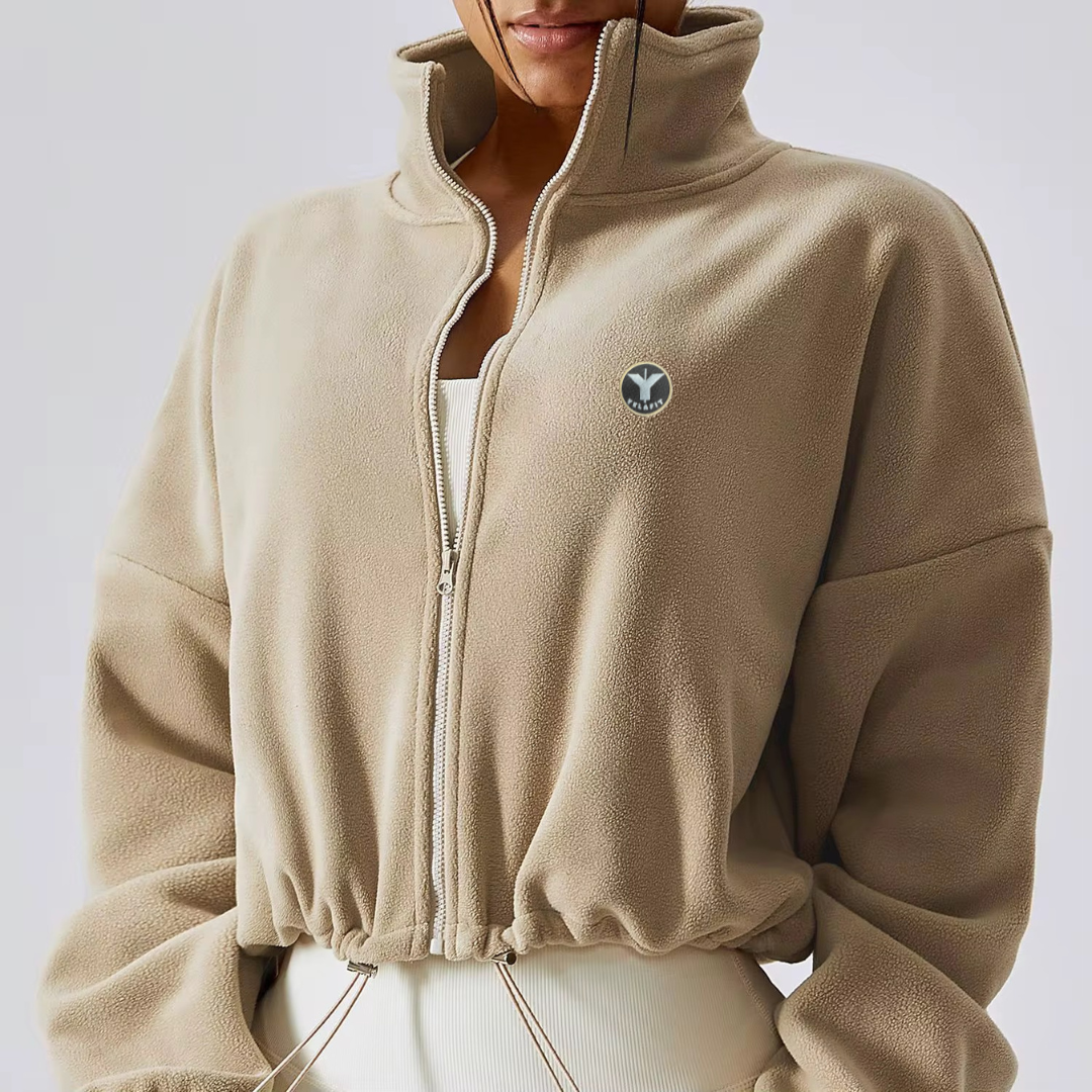 Oversized Cropped Fleece Jacket