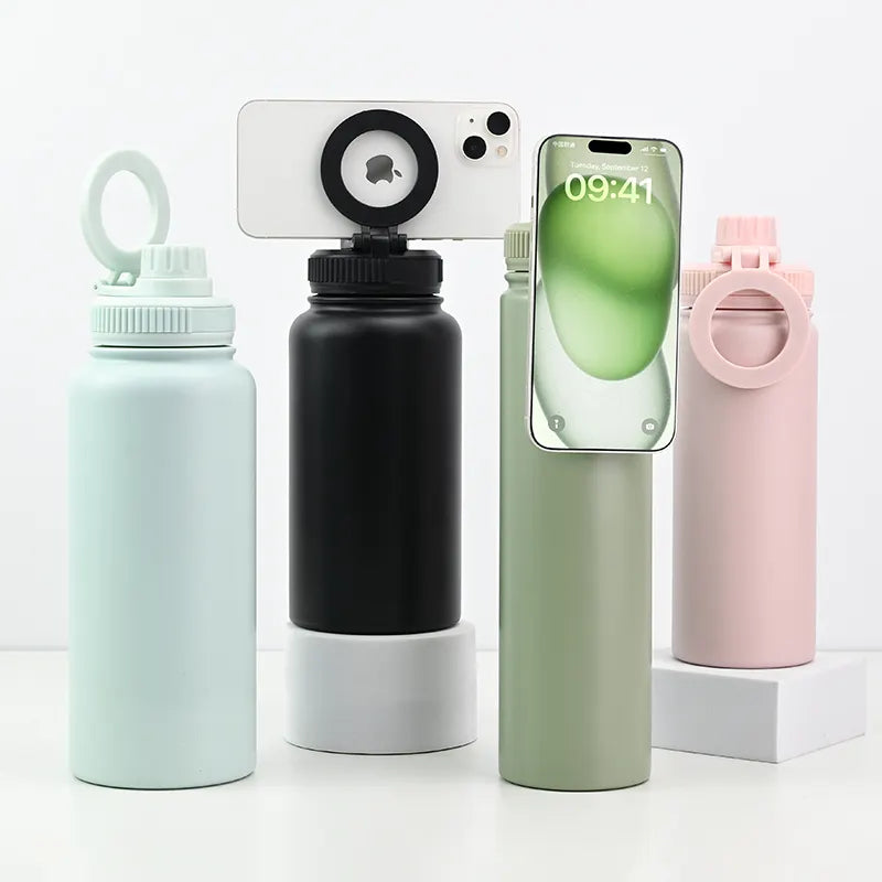 Yelafit 320z - Stainless Steel Water Bottle with Magnetic Phone Holder