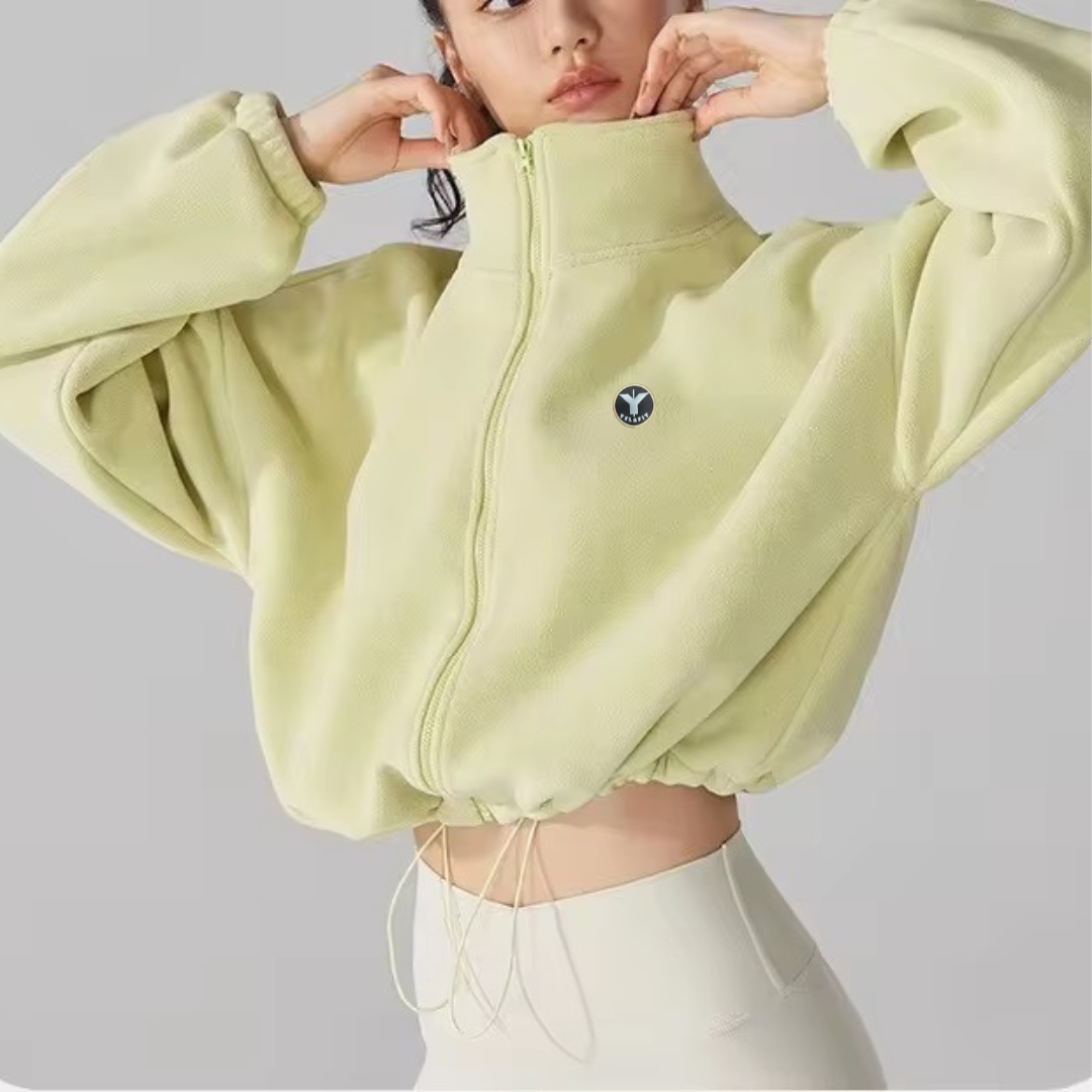 Oversized Cropped Fleece Jacket